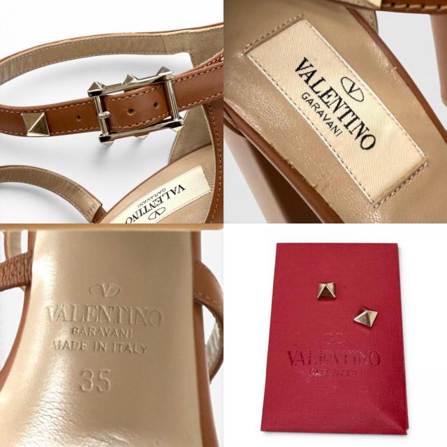 極美品★Valentino Garavani ヴァレンティノガラヴァーニ TW2S0T65 ロックスタッズ ストラップ レザー サンダル 35 箱・保存袋付_8