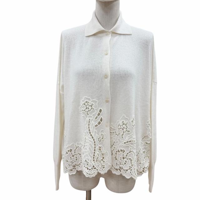 【ドンドン見直し】未使用品◇ERMANNO SCERVINO エルマノシェルビーノ カシミヤ100％ レース カーディガン 40 伊製 正規品 定価473000円