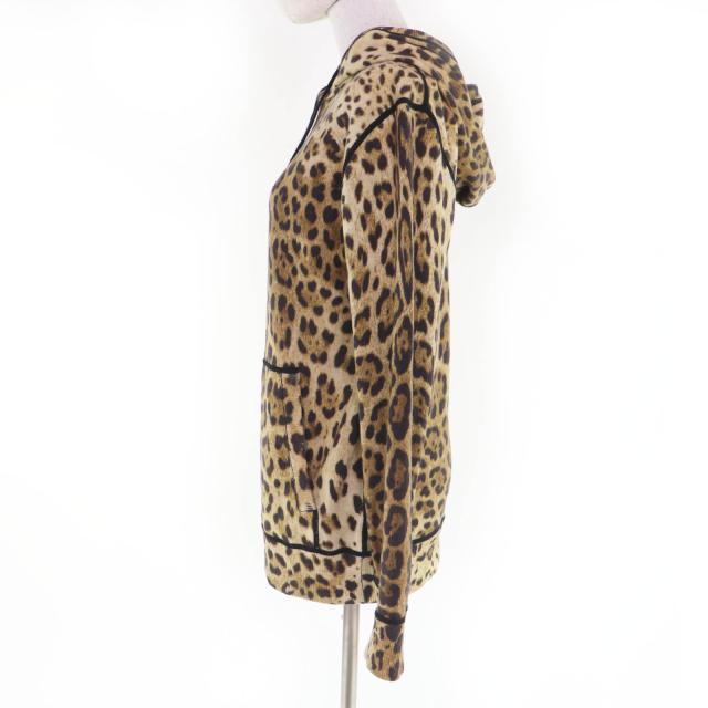 美品☆DOLCE&GABBANA ドルチェ＆ガッバーナ FRB08K/F86B5 カシミヤ100％ レオパード柄 長袖 ニット パーカー ブラウン系 40 伊製 正規品_1