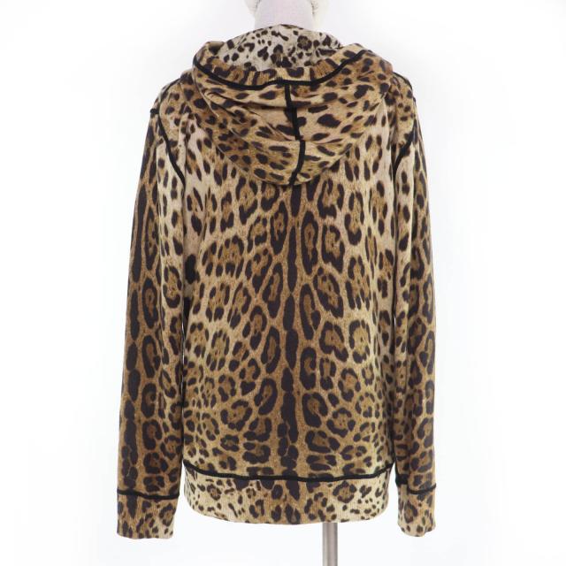 美品☆DOLCE&GABBANA ドルチェ＆ガッバーナ FRB08K/F86B5 カシミヤ100％ レオパード柄 長袖 ニット パーカー ブラウン系 40 伊製 正規品_2