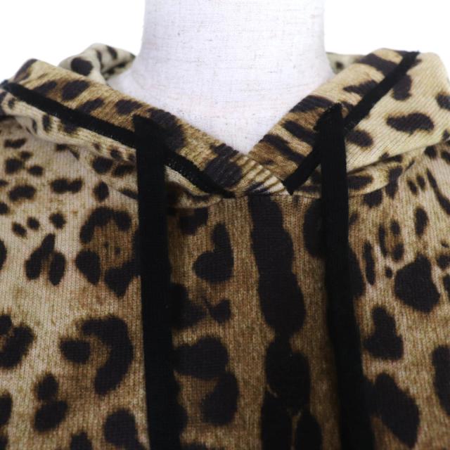 美品☆DOLCE&GABBANA ドルチェ＆ガッバーナ FRB08K/F86B5 カシミヤ100％ レオパード柄 長袖 ニット パーカー ブラウン系 40 伊製 正規品_3