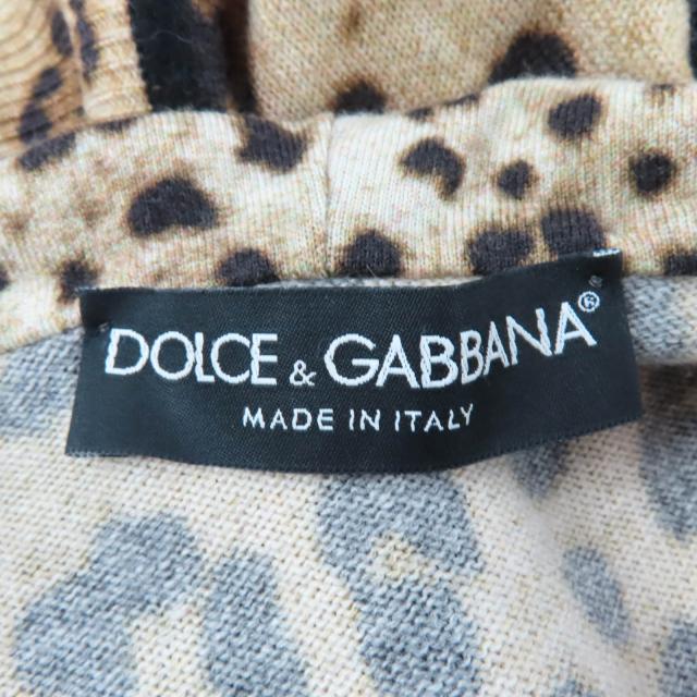 美品☆DOLCE&GABBANA ドルチェ＆ガッバーナ FRB08K/F86B5 カシミヤ100％ レオパード柄 長袖 ニット パーカー ブラウン系 40 伊製 正規品_4