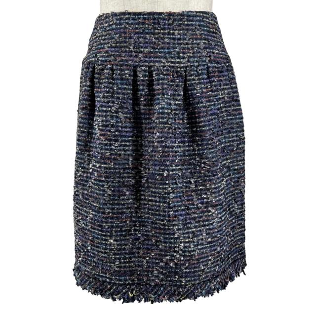 極美品▲CHANEL シャネル ヴィンテージ 05A P26317 ココマーク ツイードスカート マルチカラー 34 フランス製 レディース