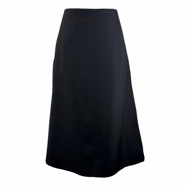 極美品▲JIL SANDER ジルサンダー J01MA0103 シルク混 ミディ スカート ブラック 無地 34 イタリア製 正規品 レディース