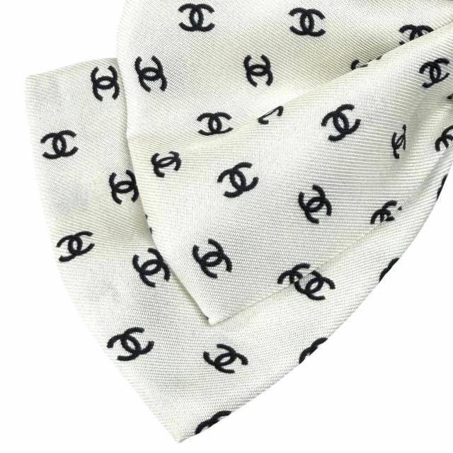 未使用品★CHANEL シャネル 25P ココマーク 総柄 リボン バレッタ ヘアアクセサリー ホワイト ブラック イタリア製 レディース_4