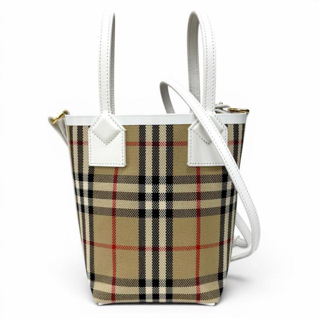 極美品★Burberrys バーバリー 8072348 キャンバス ノバチェック柄 レザー使い ミニ ロンドン トート 2WAY ショルダーバッグ 保存袋付