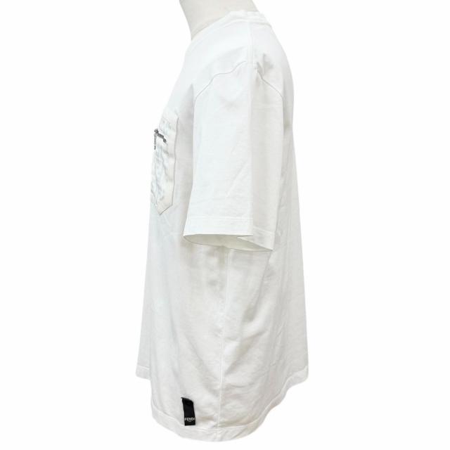 美品▼FENDI フェンディ 2024年製 FY1257 FFロゴ 胸ポケット クルーネック ショートスリーブ 半袖Ｔシャツ ホワイト 正規品 メンズ_2