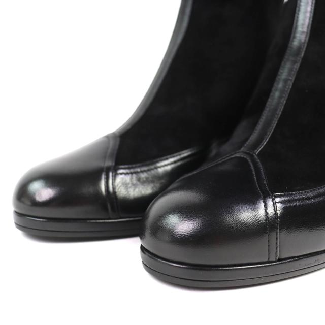 未使用品△CHANEL シャネル 25A G46591 ココマーク バックジップ スウェードレザー ロングブーツ ブラック 36 イタリア製 箱・保存袋付き_5