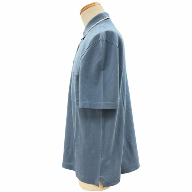 美品▼HERMES エルメス 24SS コットン100% Hロゴ刺繍 ショートスリーブ 半袖ポロシャツ ブルー L イタリア製 正規品 メンズ_2