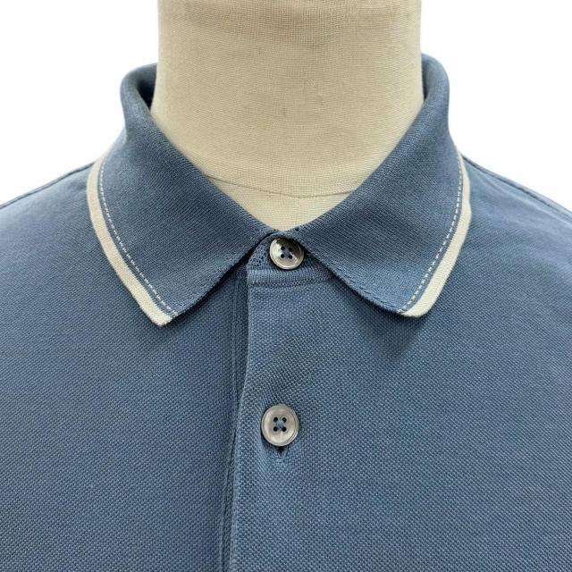 美品▼HERMES エルメス 24SS コットン100% Hロゴ刺繍 ショートスリーブ 半袖ポロシャツ ブルー L イタリア製 正規品 メンズ_1