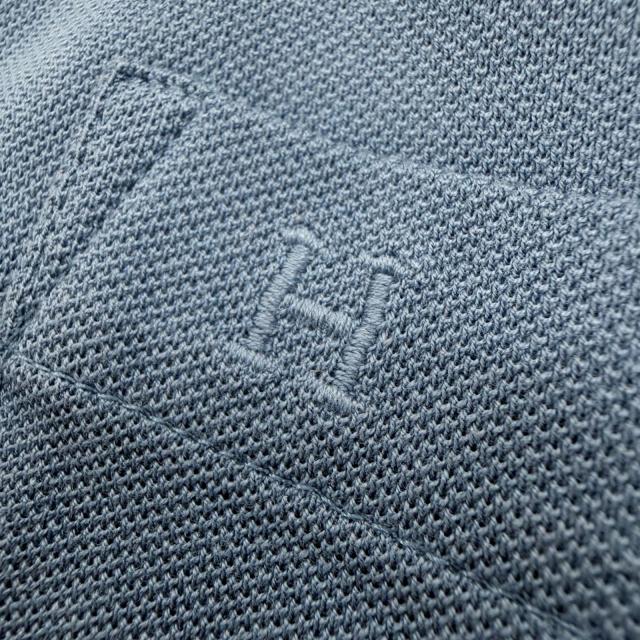 美品▼HERMES エルメス 24SS コットン100% Hロゴ刺繍 ショートスリーブ 半袖ポロシャツ ブルー L イタリア製 正規品 メンズ_5