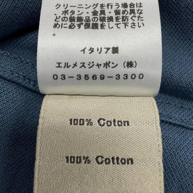 美品▼HERMES エルメス 24SS コットン100% Hロゴ刺繍 ショートスリーブ 半袖ポロシャツ ブルー L イタリア製 正規品 メンズ_8