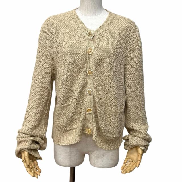 極美品★Maison Margiela 10 メゾンマルジェラ10 23SS S51HP0004 ヘンプ100％ クルーネック 長袖 カーディガン ベージュ S 正規品