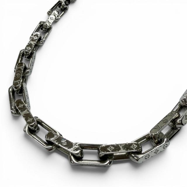 美品▼LOUIS VUITTON ルイヴィトン 2020年製 M64196 コリエ チェーン モノグラム ネックレス シルバー イタリア製 メンズ アクセサリー