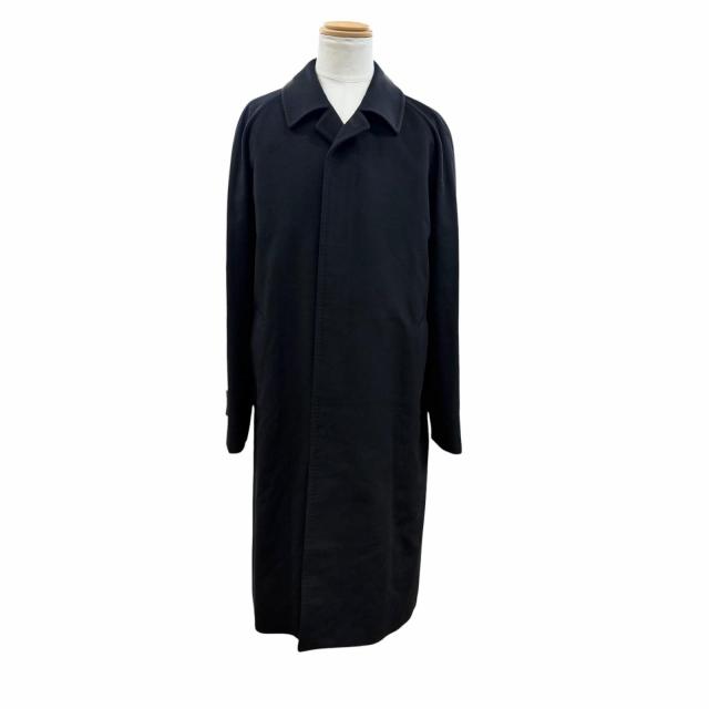 極美品▼BURBERRY LONDON バーバリーロンドン カシミヤ100% 比翼仕立て ステンカラーコート ブラック 96-180-7(Lサイズ相当) 正規品