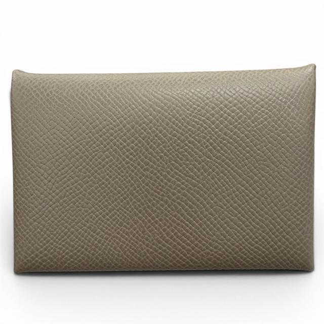 未使用品◇HERMES エルメス カルヴィ ヴォーエプソン エトゥープ シルバー金具 カードケース 名刺入れ W刻印 フランス製 レディース 箱付