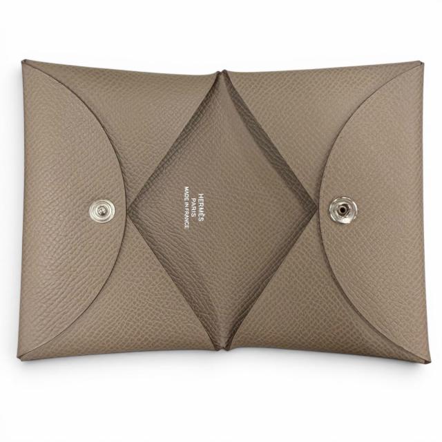 未使用品◇HERMES エルメス カルヴィ ヴォーエプソン エトゥープ シルバー金具 カードケース 名刺入れ W刻印 フランス製 レディース 箱付_5