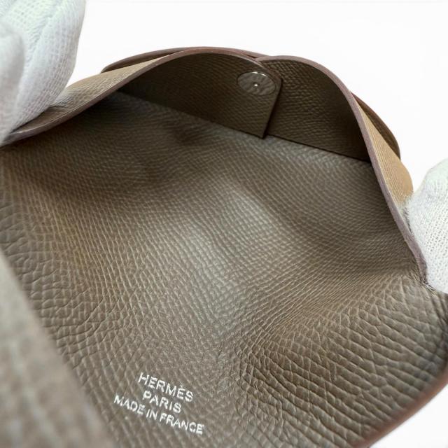 未使用品◇HERMES エルメス カルヴィ ヴォーエプソン エトゥープ シルバー金具 カードケース 名刺入れ W刻印 フランス製 レディース 箱付_6