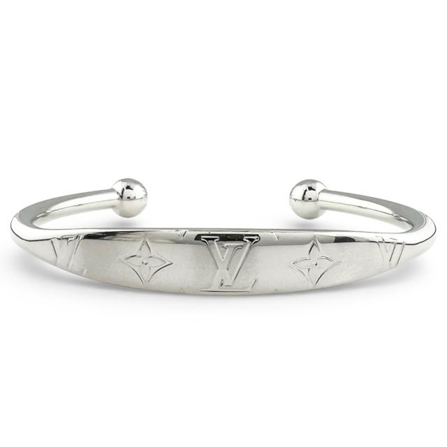 美品▲LOUIS VUITTON ルイヴィトン M64839 ジョンクモノグラム バングル アクセサリー シルバー M イタリア製 メンズ