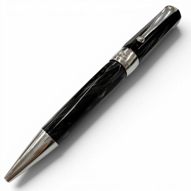 良品□Montegrappa モンテグラッパ シンフォニー ツイスト ボールペン ステーショナリー 筆記用具 ブラック シルバー メンズ レディース