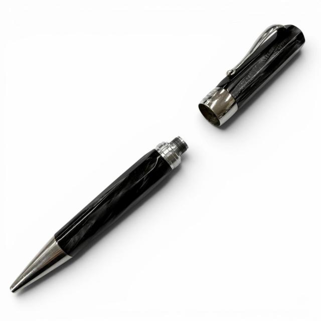 良品□Montegrappa モンテグラッパ シンフォニー ツイスト ボールペン ステーショナリー 筆記用具 ブラック シルバー メンズ レディース_2