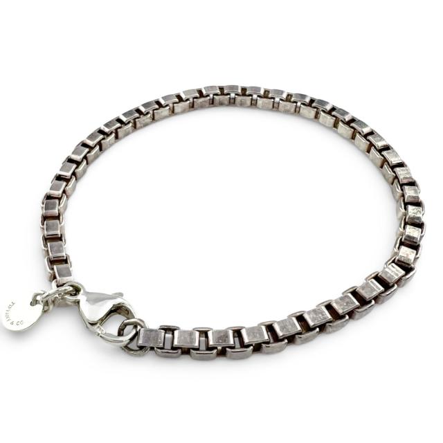 良品▲TIFFANY&amp;Co. ティファニー ベネチアン ブレスレット アクセサリー SV925 全長19cm シルバー 重量15.7g メンズ