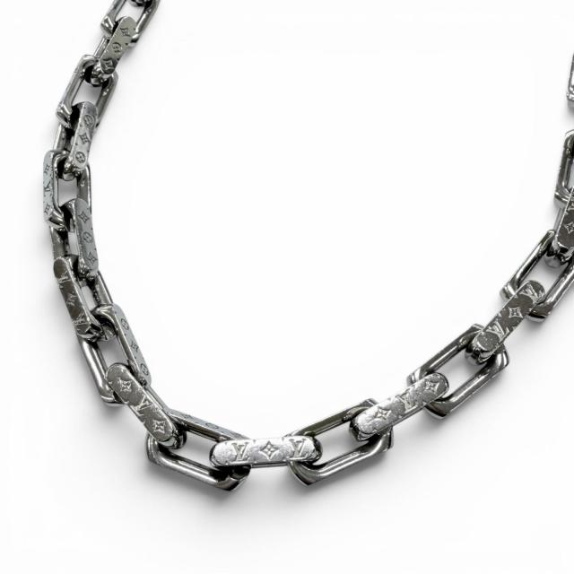 美品▼LOUIS VUITTON ルイヴィトン 2022年製 M00307 コリエ チェーン モノグラム ネックレス シルバー メンズ 箱・保存袋付
