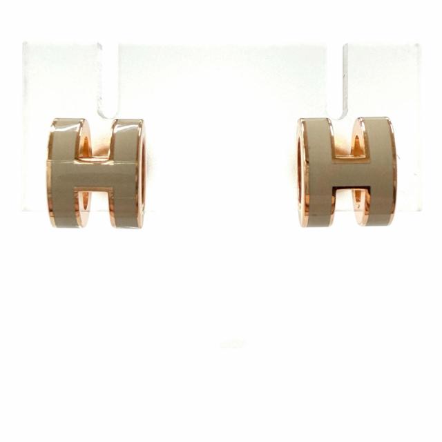 極美品◇HERMES エルメス ミニポップアッシュH マロングラッセ ローズゴールド ピアス アクセサリー フランス製 レディース 箱・保存袋付