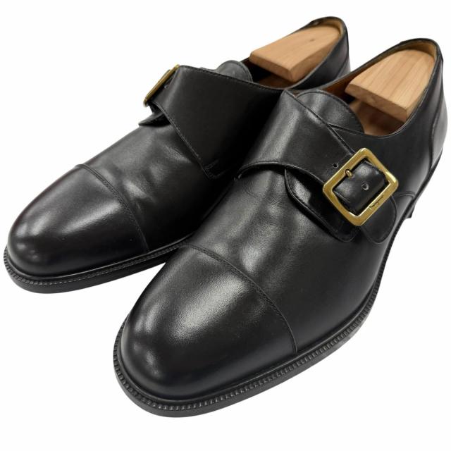 極美品□Salvatore Ferragamo サルヴァトーレフェラガモ レザー キャップトゥ シングルモンクストラップ ドレスシューズ 7 EE イタリア製