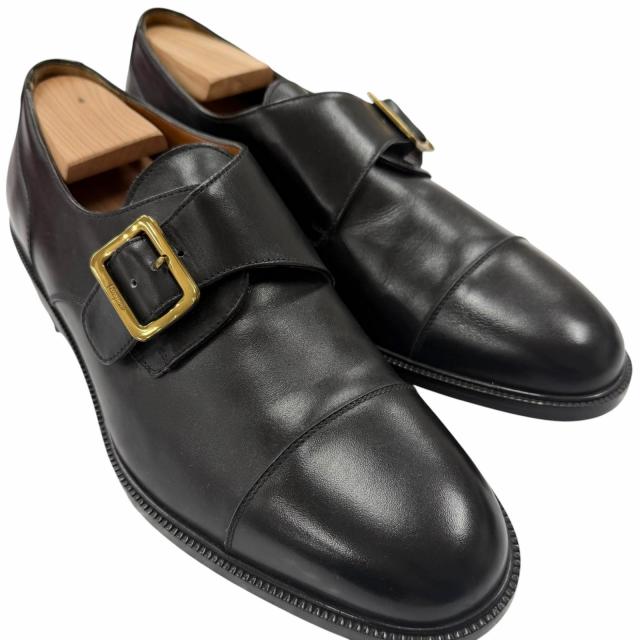 極美品□Salvatore Ferragamo サルヴァトーレフェラガモ レザー キャップトゥ シングルモンクストラップ ドレスシューズ 7 EE イタリア製_2