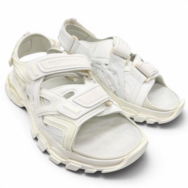 極美品▼BALENCIAGA バレンシアガ 617542 Track トラック レザー ラバー ロゴ ベルクロストラップ サンダル ホワイト 29 メンズ_2