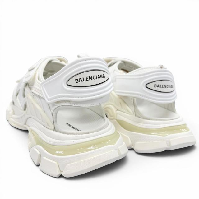 極美品▼BALENCIAGA バレンシアガ 617542 Track トラック レザー ラバー ロゴ ベルクロストラップ サンダル ホワイト 29 メンズ_3