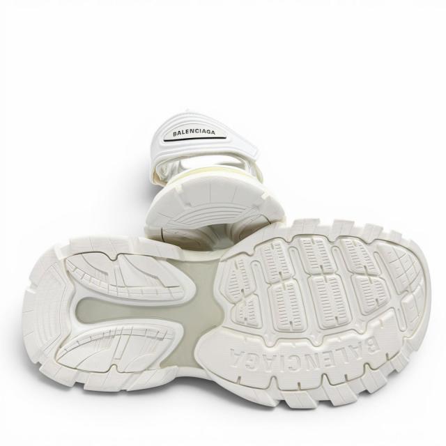 極美品▼BALENCIAGA バレンシアガ 617542 Track トラック レザー ラバー ロゴ ベルクロストラップ サンダル ホワイト 29 メンズ_4