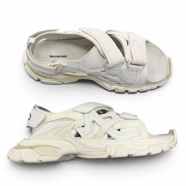極美品▼BALENCIAGA バレンシアガ 617542 Track トラック レザー ラバー ロゴ ベルクロストラップ サンダル ホワイト 29 メンズ_5