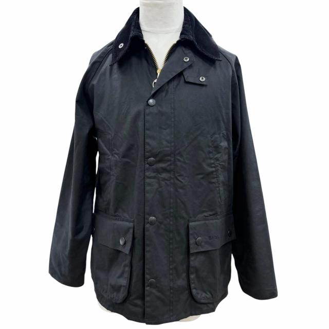 美品▼Barbour バブアー 25AW 252MWX0018 BEDALE 襟コーデュロイ ロゴ刺繍 WZIPUP ワックスジャケット ブラック 38 UK製 正規品 メンズ