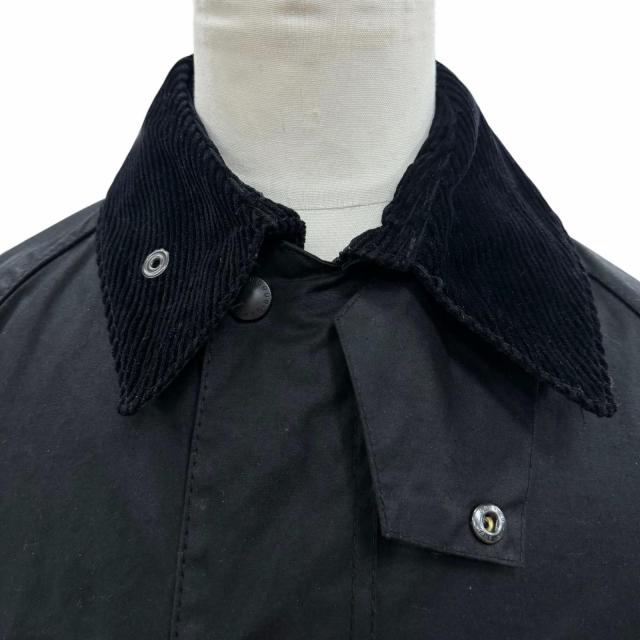美品▼Barbour バブアー 25AW 252MWX0018 BEDALE 襟コーデュロイ ロゴ刺繍 WZIPUP ワックスジャケット ブラック 38 UK製 正規品 メンズ_1