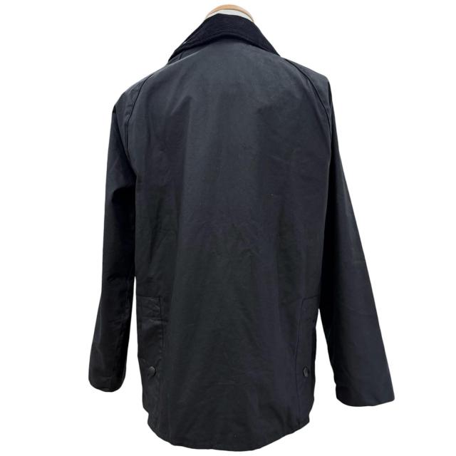 美品▼Barbour バブアー 25AW 252MWX0018 BEDALE 襟コーデュロイ ロゴ刺繍 WZIPUP ワックスジャケット ブラック 38 UK製 正規品 メンズ_3