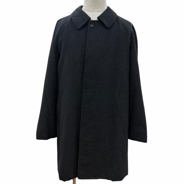 極美品□Aquascutum アクアスキュータム カシミヤ100％ フライフロント ステンカラーコート チャコールグレー M 日本製 正規品 メンズ