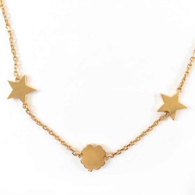 美品☆Christian Dior クリスチャンディオール N3480WOMMP Dior Destiny マザーオブパール スター・クローバー ネックレス ゴールド_7
