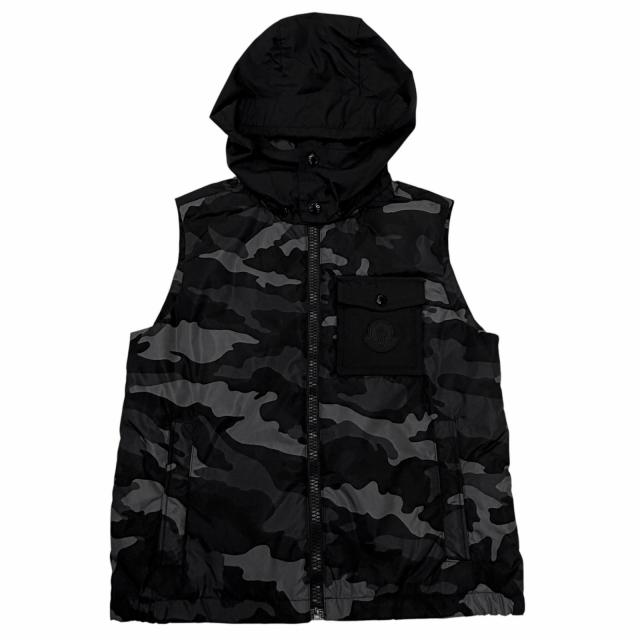 未使用品△MONCLER モンクレール DRUMS GILET カモフラージュ柄 迷彩柄 ダウンベスト ブラック グレー 8anni 130cm 正規品 キッズ