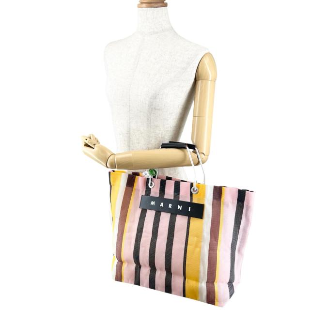 未使用品▲MARNI マルニ SHMHR08A01 フラワーカフェ マルニマーケット ストライプ ハンドバッグ マルチカラー UNI 正規品 レディース_1