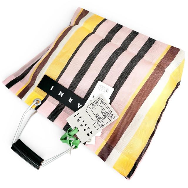 未使用品▲MARNI マルニ SHMHR08A01 フラワーカフェ マルニマーケット ストライプ ハンドバッグ マルチカラー UNI 正規品 レディース_4