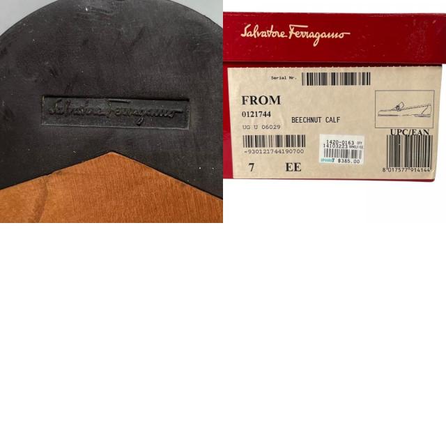 未使用品▲Salvatore Ferragamo サルヴァトーレフェラガモ FROM ダブルガンチーニ レザー ローファー ブラウン 7 EE 箱・保存袋付 メンズ_9