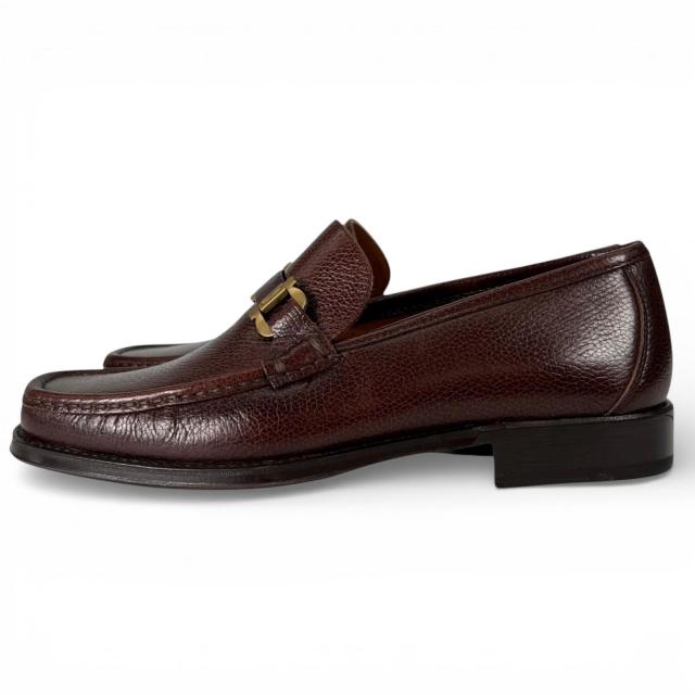 未使用品▲Salvatore Ferragamo サルヴァトーレフェラガモ FROM ダブルガンチーニ レザー ローファー ブラウン 7 EE 箱・保存袋付 メンズ_3
