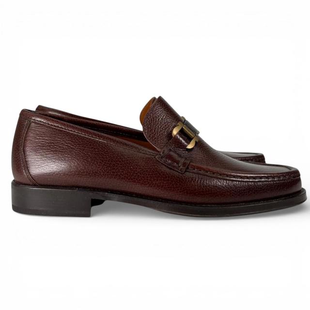 未使用品▲Salvatore Ferragamo サルヴァトーレフェラガモ FROM ダブルガンチーニ レザー ローファー ブラウン 7 EE 箱・保存袋付 メンズ_4