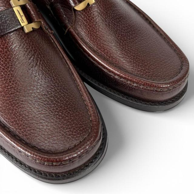 未使用品▲Salvatore Ferragamo サルヴァトーレフェラガモ FROM ダブルガンチーニ レザー ローファー ブラウン 7 EE 箱・保存袋付 メンズ_6