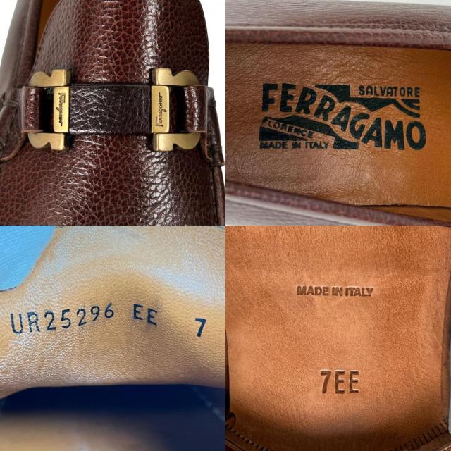 未使用品▲Salvatore Ferragamo サルヴァトーレフェラガモ FROM ダブルガンチーニ レザー ローファー ブラウン 7 EE 箱・保存袋付 メンズ_8