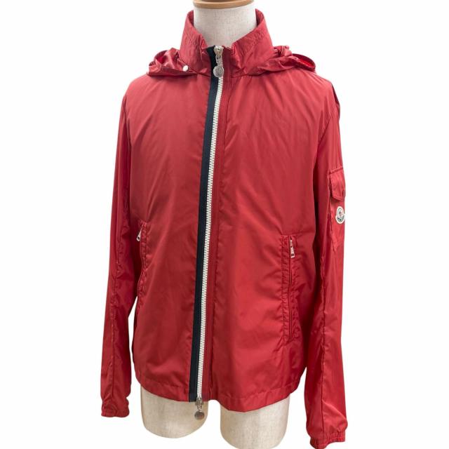 極美品□MONCLER モンクレール KERALLE GIUBBOTTO ロゴワッペン フーデッド ブルゾンジャケット ウィンドブレーカー レッド 3 正規品