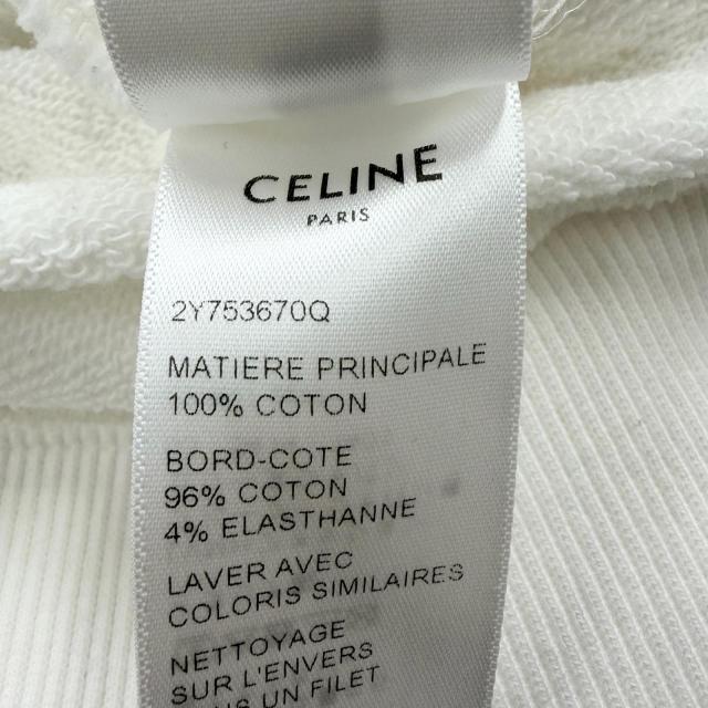 極美品□CELINE セリーヌ 22AW 2Y753670Q グラデーションロゴ ルーズフーディー プルオーバーパーカー ホワイト S イタリア製 正規品_6