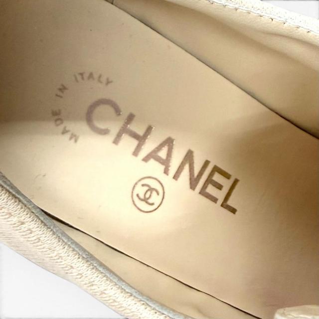 美品★CHANEL シャネル ラインストーンココマーク レースアップ 厚底 ブーティ レースアップシューズ ベージュ 36.5 イタリア製_7